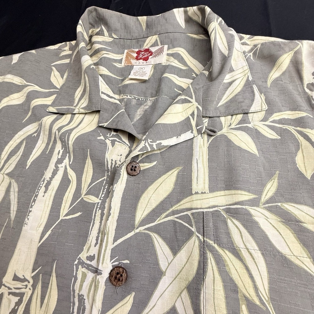 Hilo‎ Hattie Mens Silk Aloha Shirt Button Up Hawaiian Bamboo Size Medium Summer